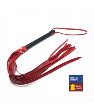 Red Leather 78 cm Camera Riem Met Houten Handvat En Plantaardig Gelooid Rood Leer