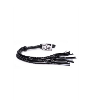 XR Brands Zwart Gevlochten PU-Leer Flogger Met Stevig Handvat Voor Sensueel Pijnplezier