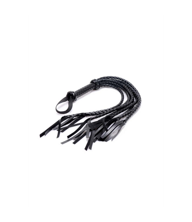 XR Brands Black Braided Flogger - Playful Sensual Pain & Pleasure Control