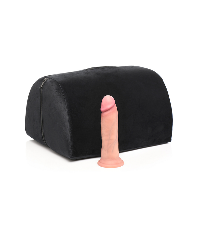 XR Brands Ergonomisch Handsfree Love Toy Schuimzadelkussen Met Speelgoedpocket Zwart