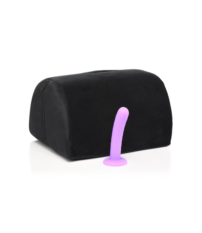 XR Brands Ergonomisch Handsfree Love Toy Schuimzadelkussen Met Speelgoedpocket Zwart