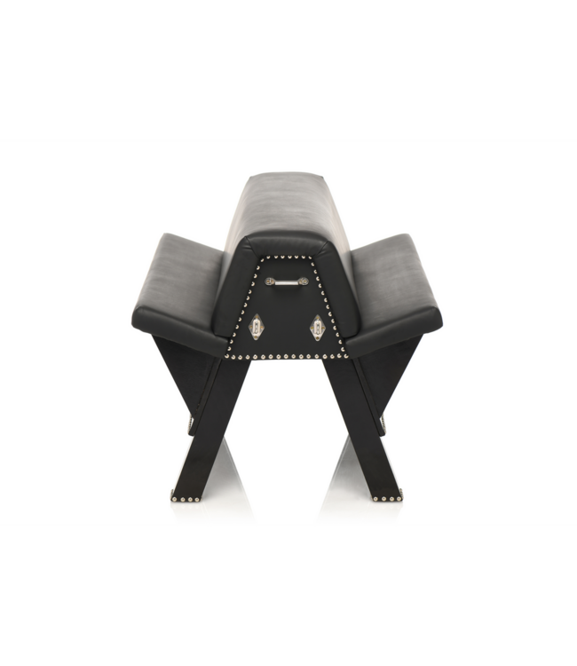 XR Brands Bondagebank Zwart Vegan Leer Metalen Accenten - Submission Horse XR Brands