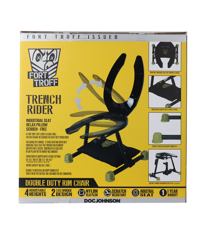 Doc Johnson Fort Troff Industrial Armrest Toilet Seat Met Verstelbare Hoogte En Antislip Voeten