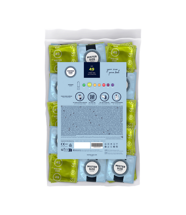 Mister Size MISTER SIZE Pure Feel Kondome 49 mm – 100 Stück für Komfort & Sicherheit