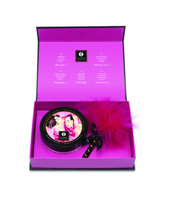 Shunga Shunga Kissable Suikervrij Framboos Body Powder Met Veer Voor Droge Massage