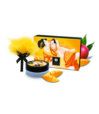 Shunga Kissable Mango Massagepuder – Sinnliche Trockenmassage mit Feder 75 g