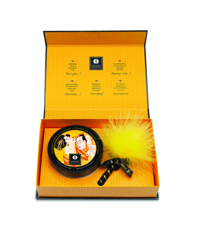 Shunga KISSABLE Mango Droog Massagepoeder Met Veer Voor Sensuele Lichaamsstreling