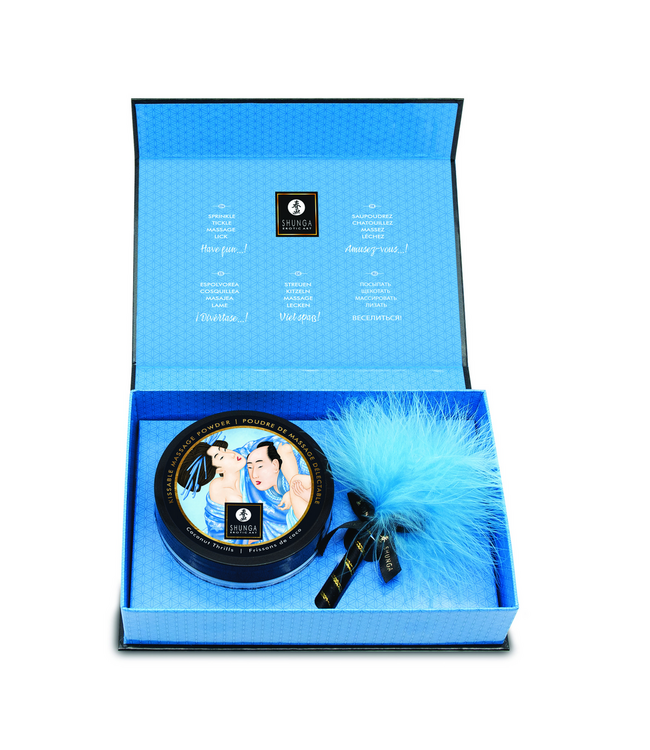 Shunga Kissable Massage Powder Kokosnoot Met Zachte Veer Voor Sensuele Massage