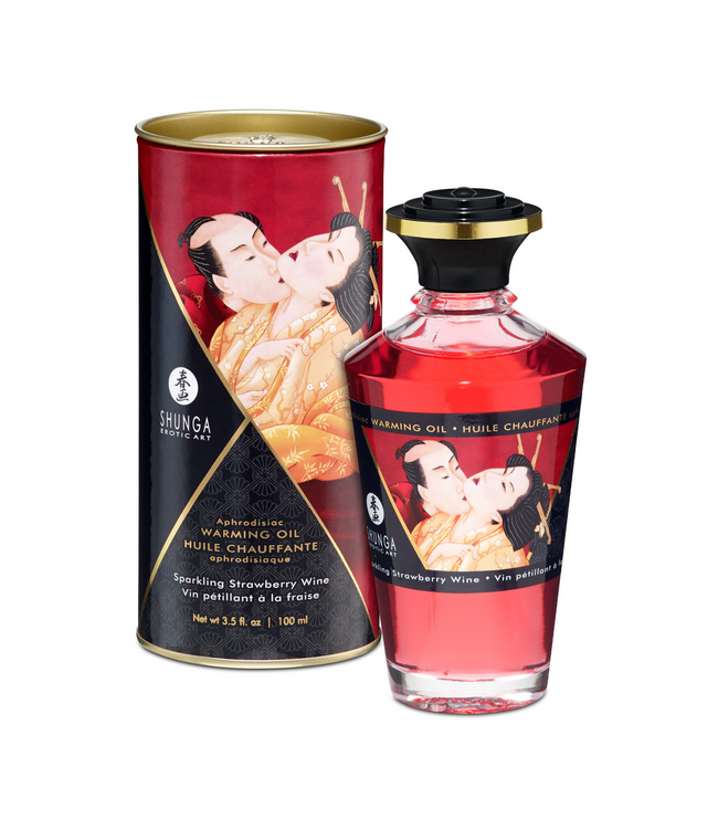 Shunga Shunga Warming Oil Aardbeienwijn 100ml – Eetbare Intensieve Sensaties