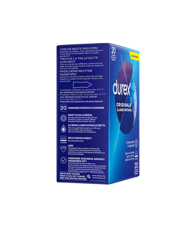 Durex Durex Originals Classic Natural Condoms - 20 Pack, Extra Safe & Comfortable