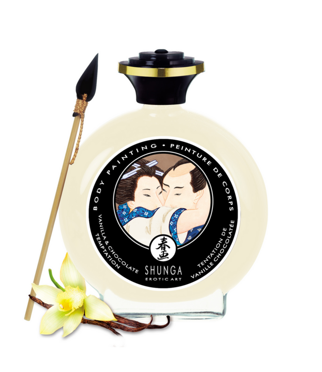 Shunga Eetbare Lichaamsverf Vanille Chocolade Met Applicator Voor Intimiteit