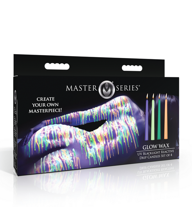 XR Brands Glow Wax UV-Kerzen-Set – 4 Tropfkerzen in leuchtenden Farben
