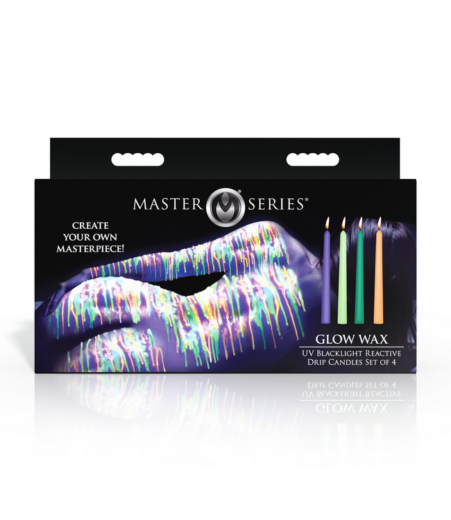 XR Brands UV Glow Wax Drip Candles Set - 4 Stuks Multicolor Blacklight Kaarsen