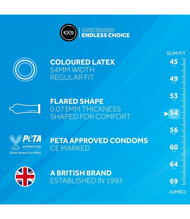EXS EXS Zwarte Latex Condooms Met Siliconen Glijmiddel – 48 Stuks, Vegan