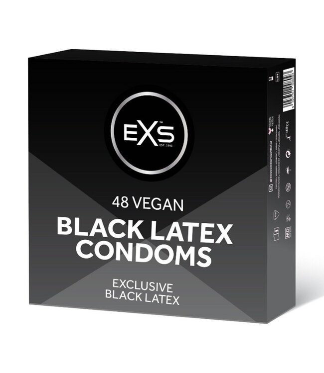 EXS EXS Black Latex Kondome 48 Stück – Vegan, Sicher und Stilvoll