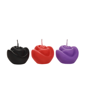 XR Brands Fire Garden Set Van 3 Rozenkaarsen In Zwart, Paars En Rood