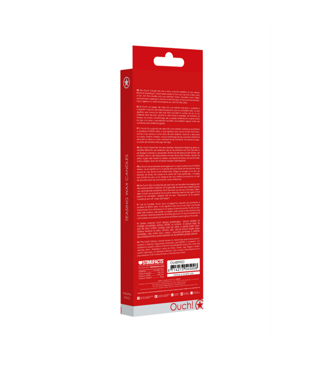 Ouch! Red Teasing Wax Candle Set - 4 Pieces for Sensual BDSM Play