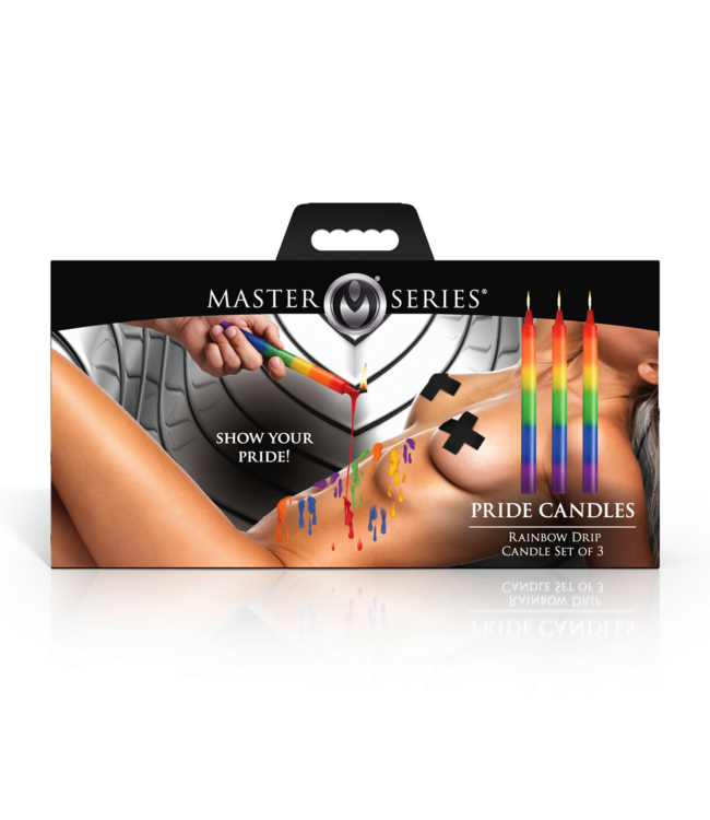 XR Brands Pride Regenbogen-Tropfkerzen-Set – 3 Kerzen für bunte Wachsspiele