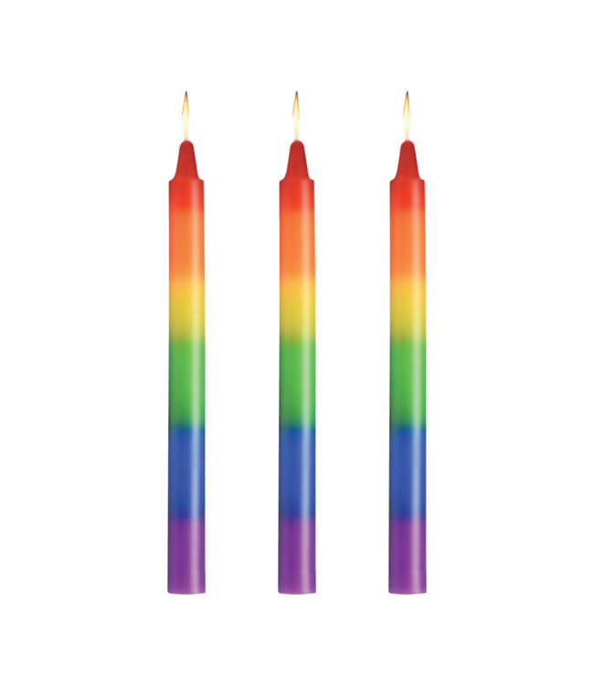 XR Brands Pride Rainbow Drip Candle Set of 3 – Vibrant Wax Play Experience