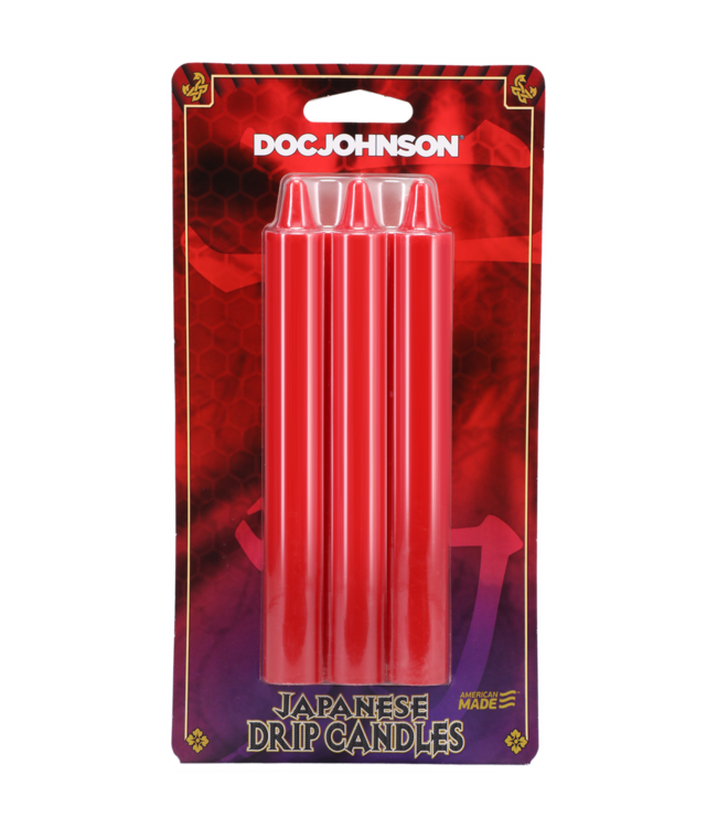 Doc Johnson Sensual Japanese Drip Candles Red - Unique 3-Pack for Romantic Moments