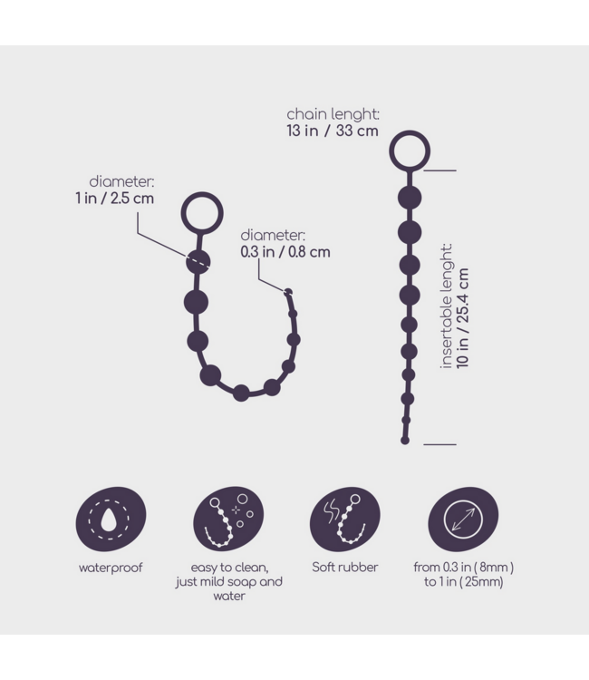 Crushious Beginner's Black Anal Beads 25.4 cm - Safe, Flexible & Waterproof