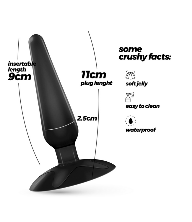 Crushious Jolly Beginner's Anal Plug with Suction Cup – 9 cm, Black