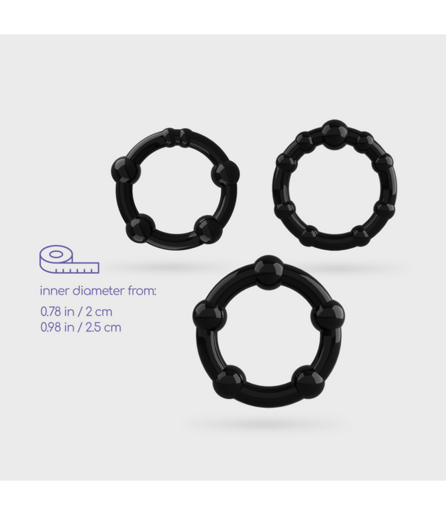 Crushious Drei-Ringe Cockring Set Schwarz – Stärkere Erektionen und Ausdauer