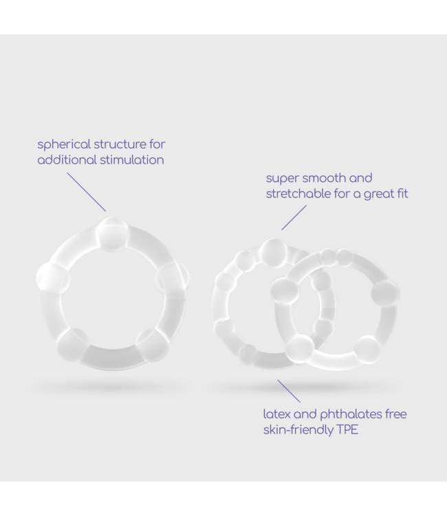 Crushious Triple Bead Cockring Set - Boost Erections & Stamina, Waterproof