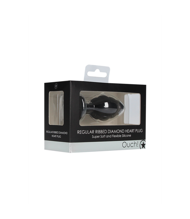 Ouch! Geriffelter Diamant-Herz-Plug 7 cm – Luxuriöser Silikon-Stimulator