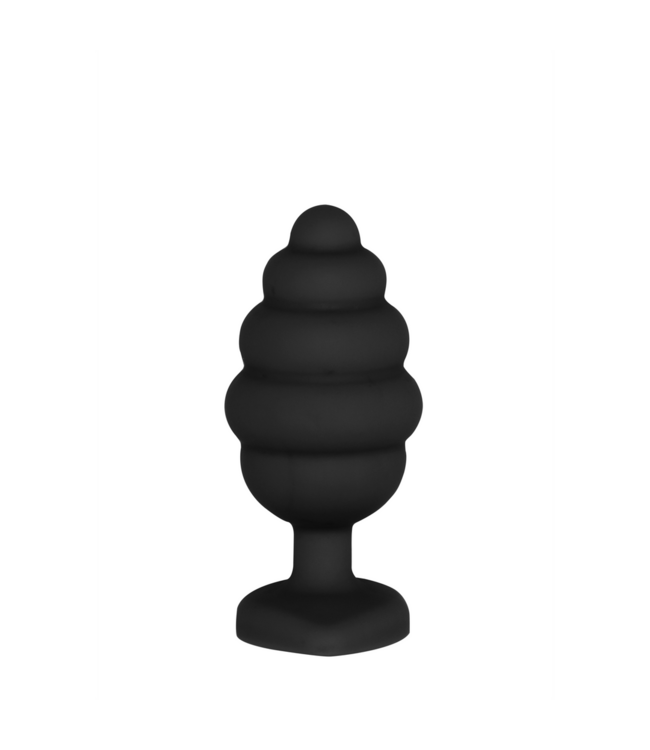 Ouch! Siliconen Buttplug Met Geribbelde Hartvorm En Diamantdetail 7 cm