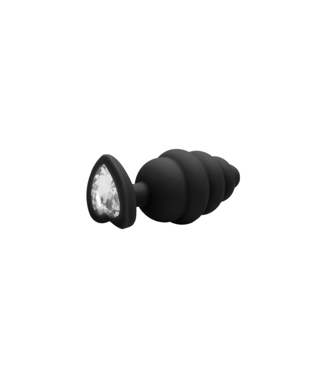 Ouch! Geriffelter Diamant-Herz-Plug 7 cm – Luxuriöser Silikon-Stimulator