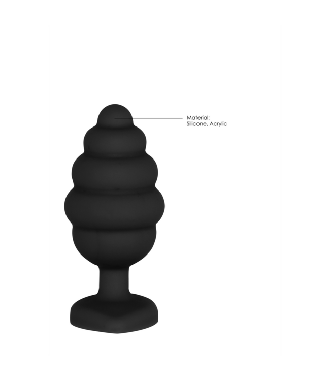 Ouch! Siliconen Buttplug Met Geribbelde Hartvorm En Diamantdetail 7 cm