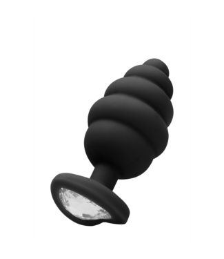 Ouch! Siliconen Buttplug Met Geribbelde Textuur En Diamanten Hartvorm – 8 cm