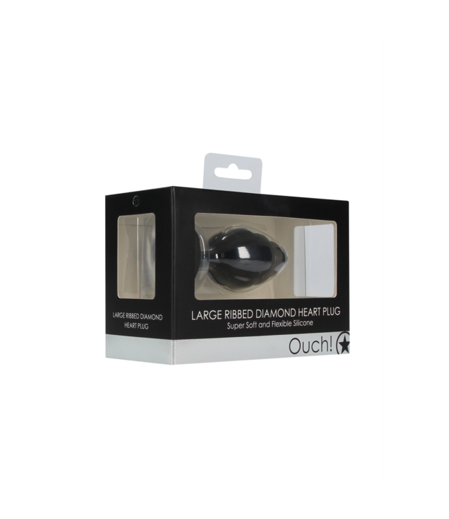 Ouch! Geriffelter Diamant-Herz-Plug 8 cm – Luxuriöser Silikon-Stimulator