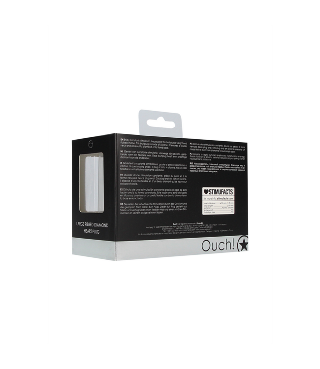 Ouch! Geriffelter Diamant-Herz-Plug 8 cm – Luxuriöser Silikon-Stimulator