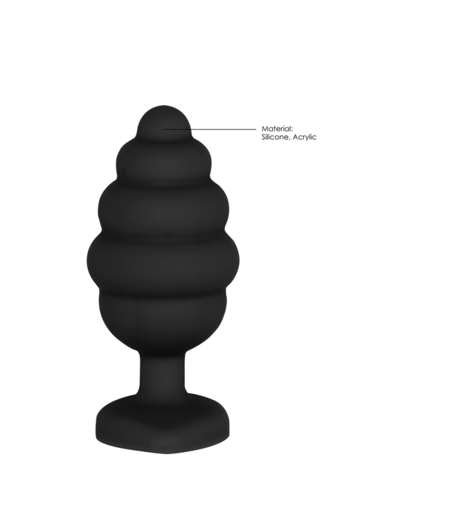 Ouch! Siliconen Buttplug Met Geribbelde Textuur En Diamanten Hartvorm – 8 cm