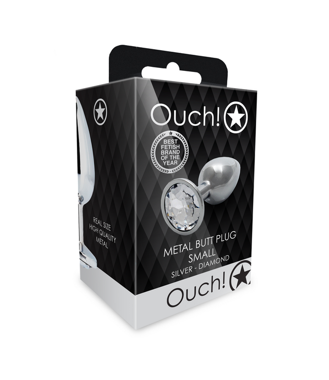 Ouch! Luxury Silver & Diamond Round Gemstone Anal Plug - 6.9 cm