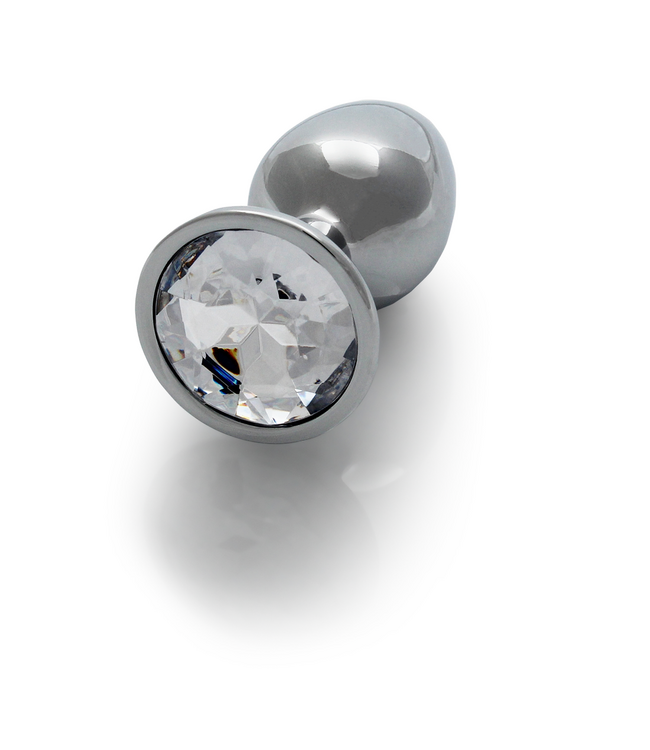 Ouch! Eleganter Edelstein-Analplug 6,9 cm – Silber/Aluminium für Stimulation