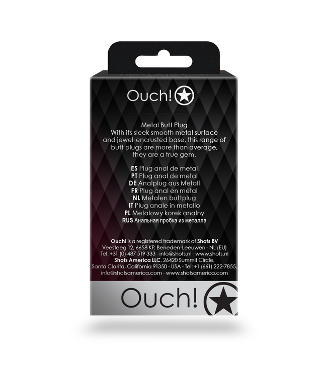 Ouch! Ouch! Aluminium Butt Plug Met Edelsteen Inzet Goudkleurig 6,9 cm