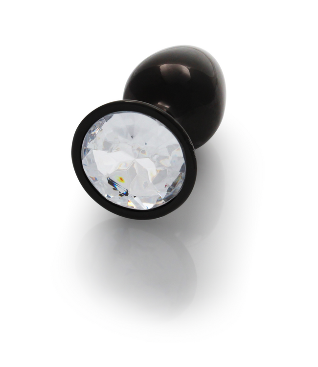 Ouch! Ouch! Aluminium Butt Plug 6,9 cm Met Gem Stone Basis Zwart Gunmetal
