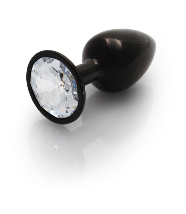 Ouch! Ouch! Aluminium Butt Plug 6,9 cm Met Gem Stone Basis Zwart Gunmetal