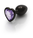 Ouch! Luxury Purple Gunmetal Heart-Shaped Gem Butt Plug - 6.9 cm
