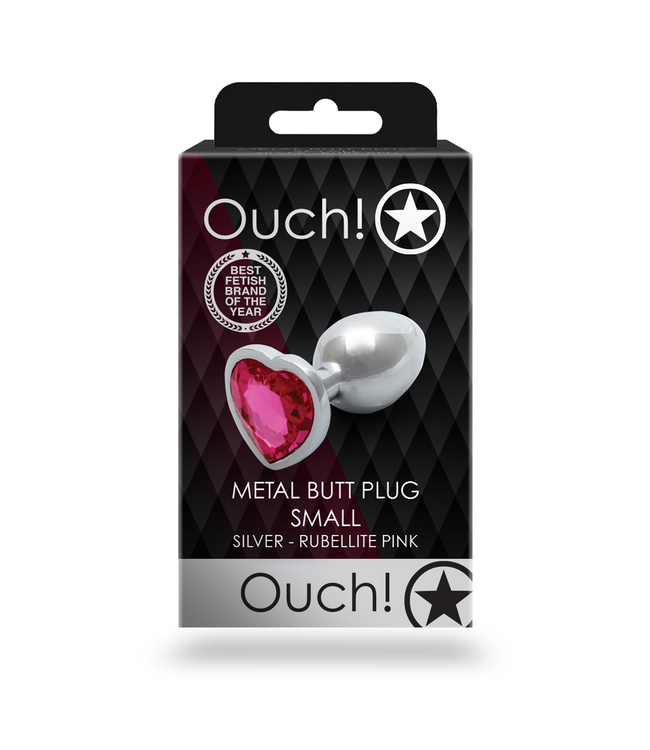 Ouch! Luxury Heart Gemstone Butt Plug - Elegant Silver & Pink Sensation