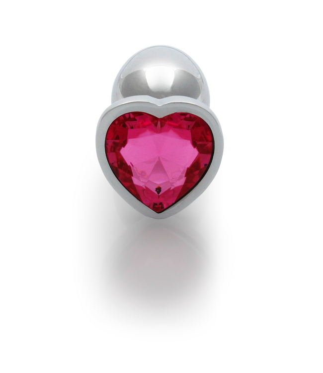 Ouch! Ouch! Aluminium Buttplug Met Edelsteenbasis 6,9 cm - Zilver/Roze