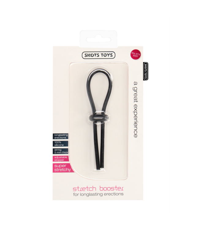 Shots Toys Stretch Booster Adjustable Cock Ring – Black Silicone Pleasure Enhancer