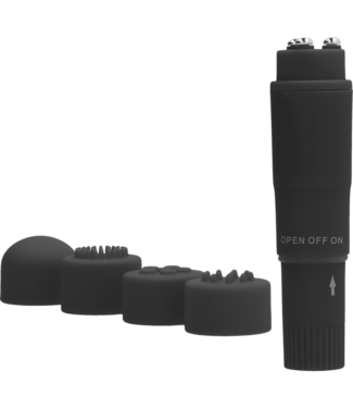 GC Pock Rocket Mini Vibrator Met 4 Verwisselbare Koppen En PU-Coating