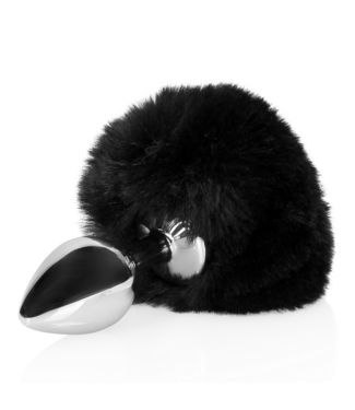 Ouch! Light-Up Rabbit Tail with Metal Butt Plug - Comfort & Fun! 9.3 cm