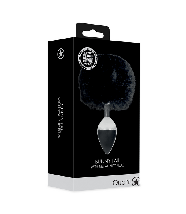Ouch! Light-Up Rabbit Tail with Metal Butt Plug - Comfort & Fun! 9.3 cm