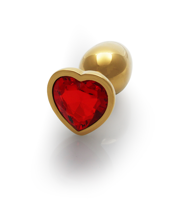 Ouch! Elegant Heart-Shaped Gold/Red Aluminium Butt Plug for Ultimate Pleasure
