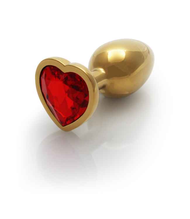 Ouch! Ouch! Aluminium Buttplug 6,9 cm Met Juweelbesette Basis Goud/Rood